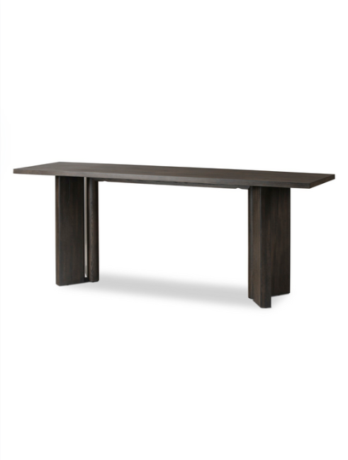 Angled Panel Legs Console Table - Smoked Black