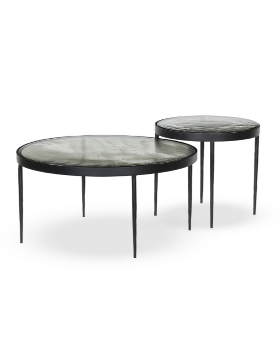 Clear Cast Glass Nesting Tables