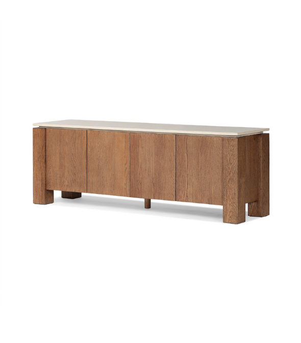 Shaker Oak & Marble Top Media Console