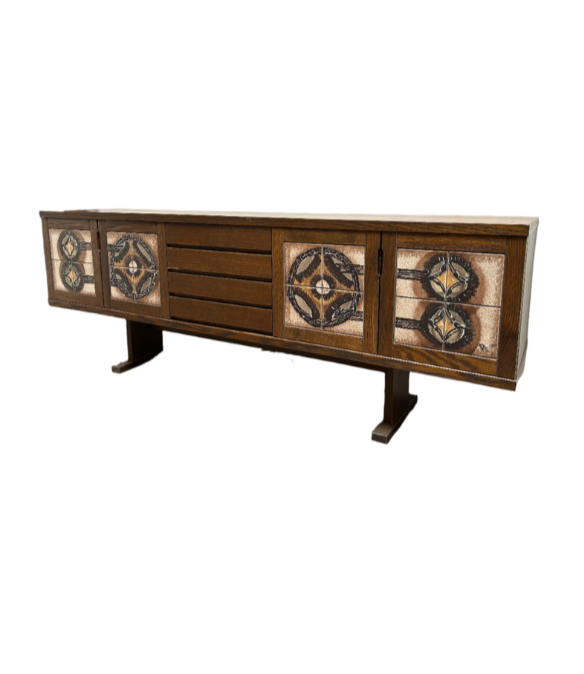 Brutalist Credenza with Ceramic Tile Front