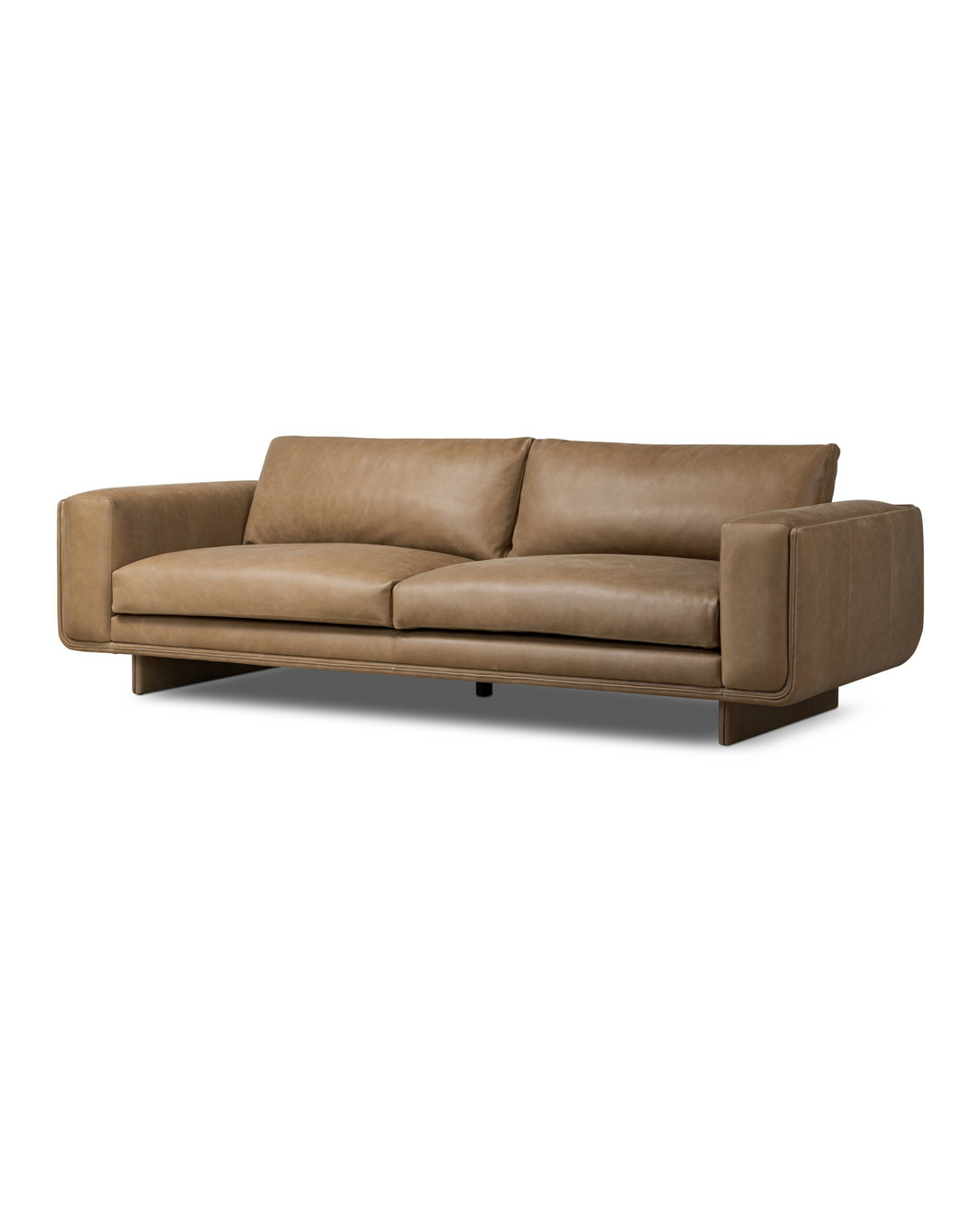 96" Leather Box Arm Sofa