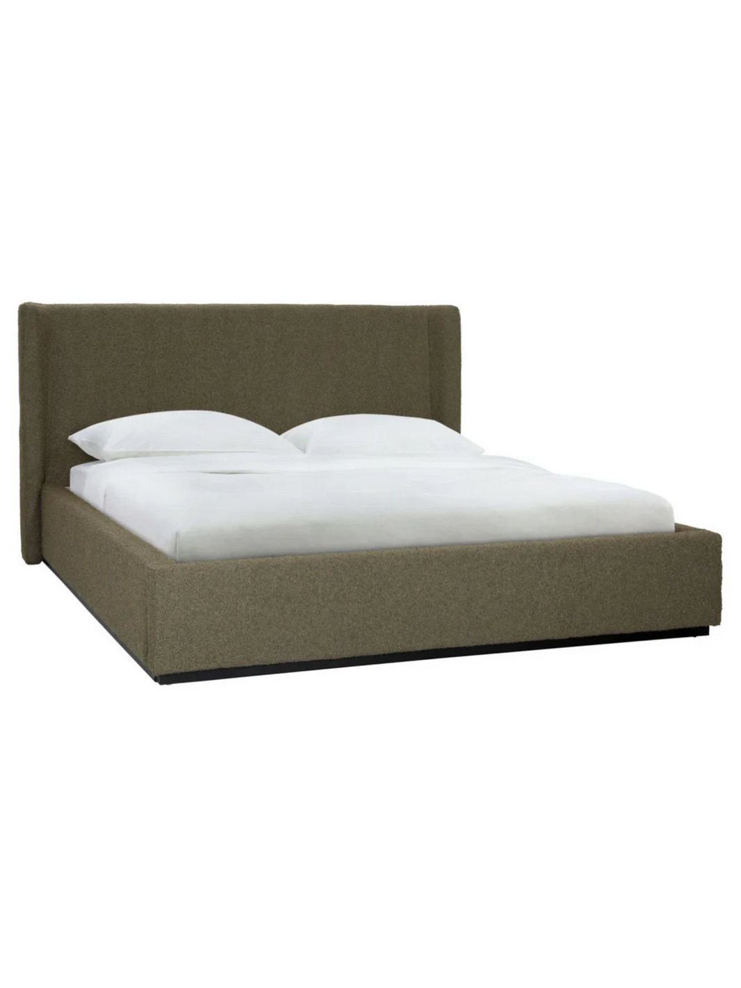 Olive Boucle Queen Bed