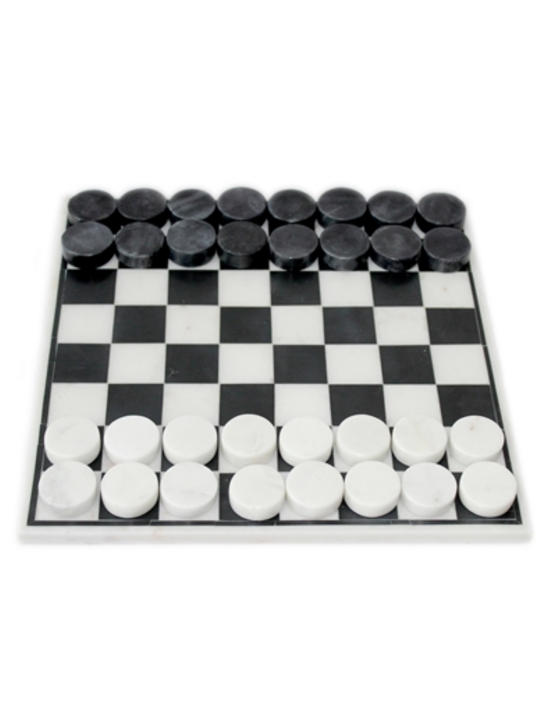 Grey & White Marble Checkers Game Table