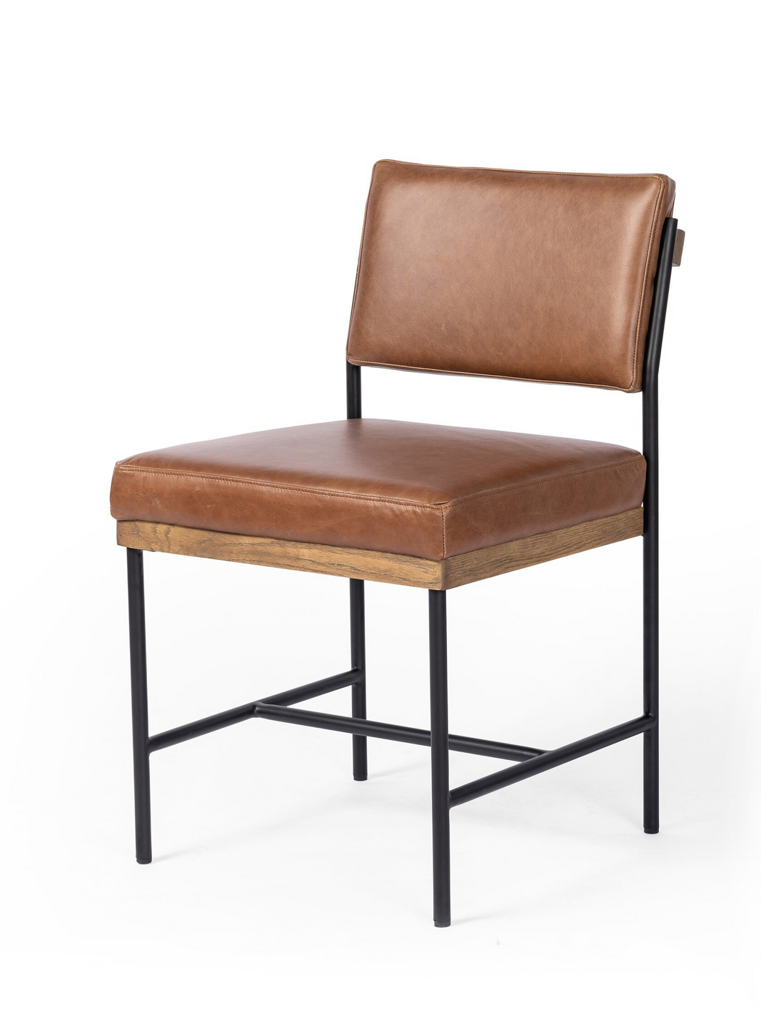 Back Bar Leather Side Chair - Chestnut