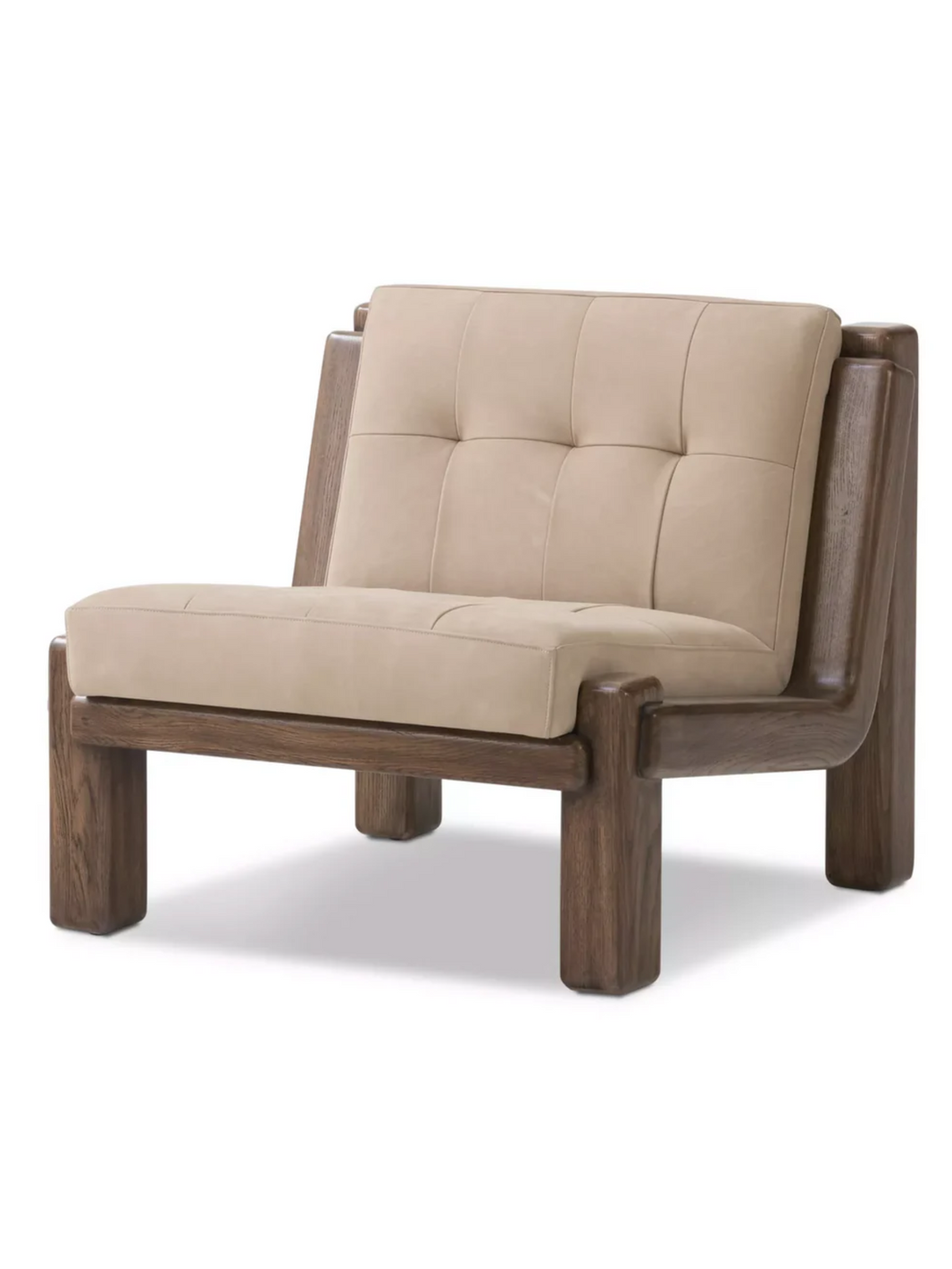 Nude Tufted Low Lounge Chair