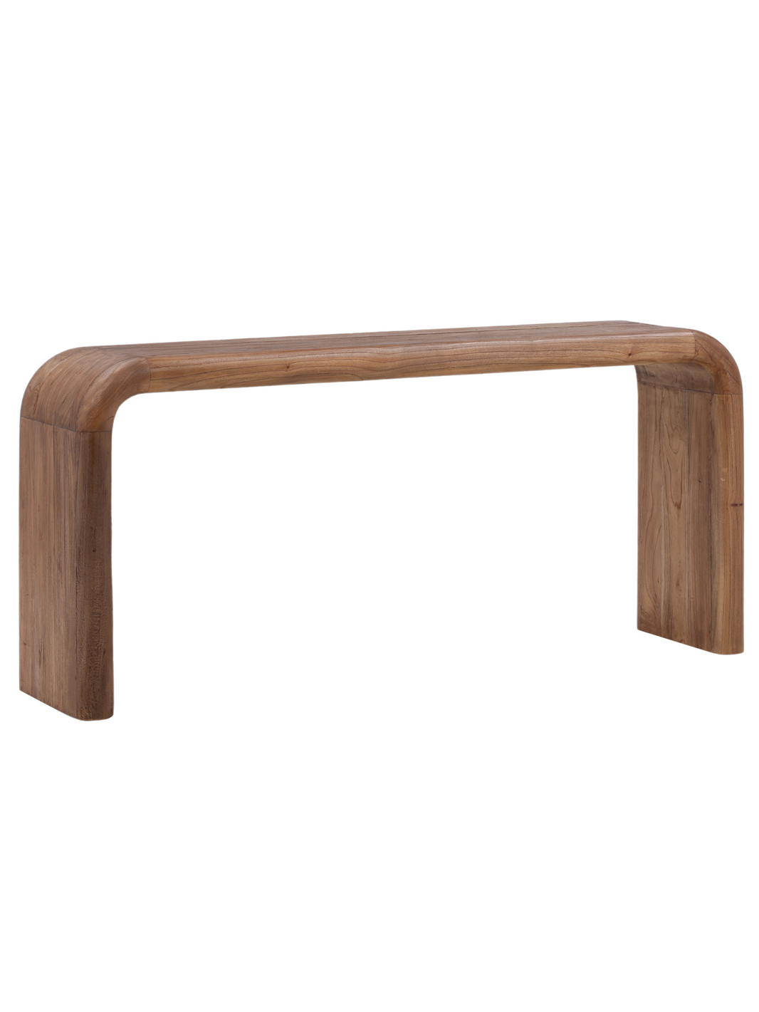 Curved Brown Wood Console Table