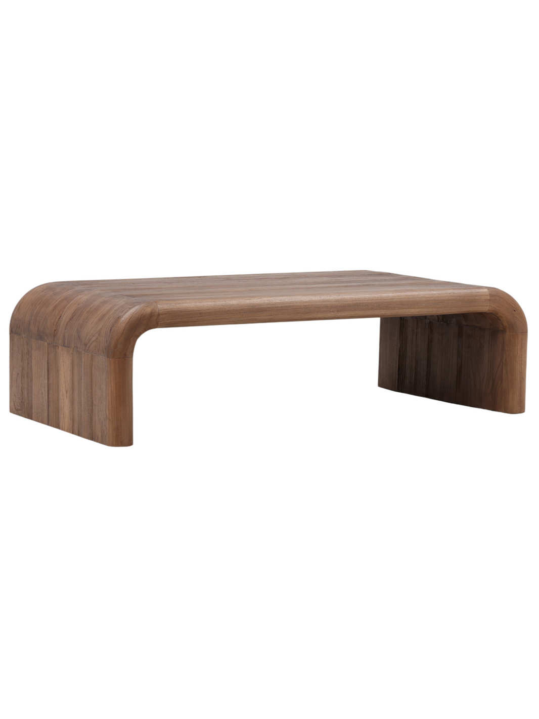 Curved Brown Wood Coffee Table