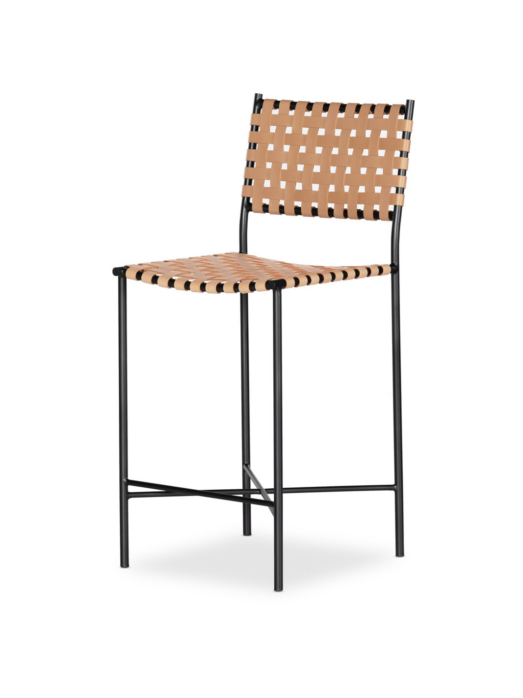 Woven Leather Bar Stool - Natural