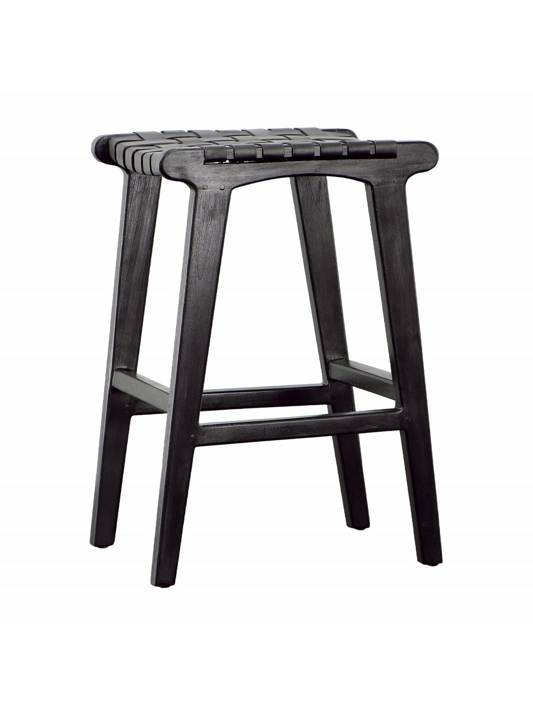 Black Leather Backless Counter Stool