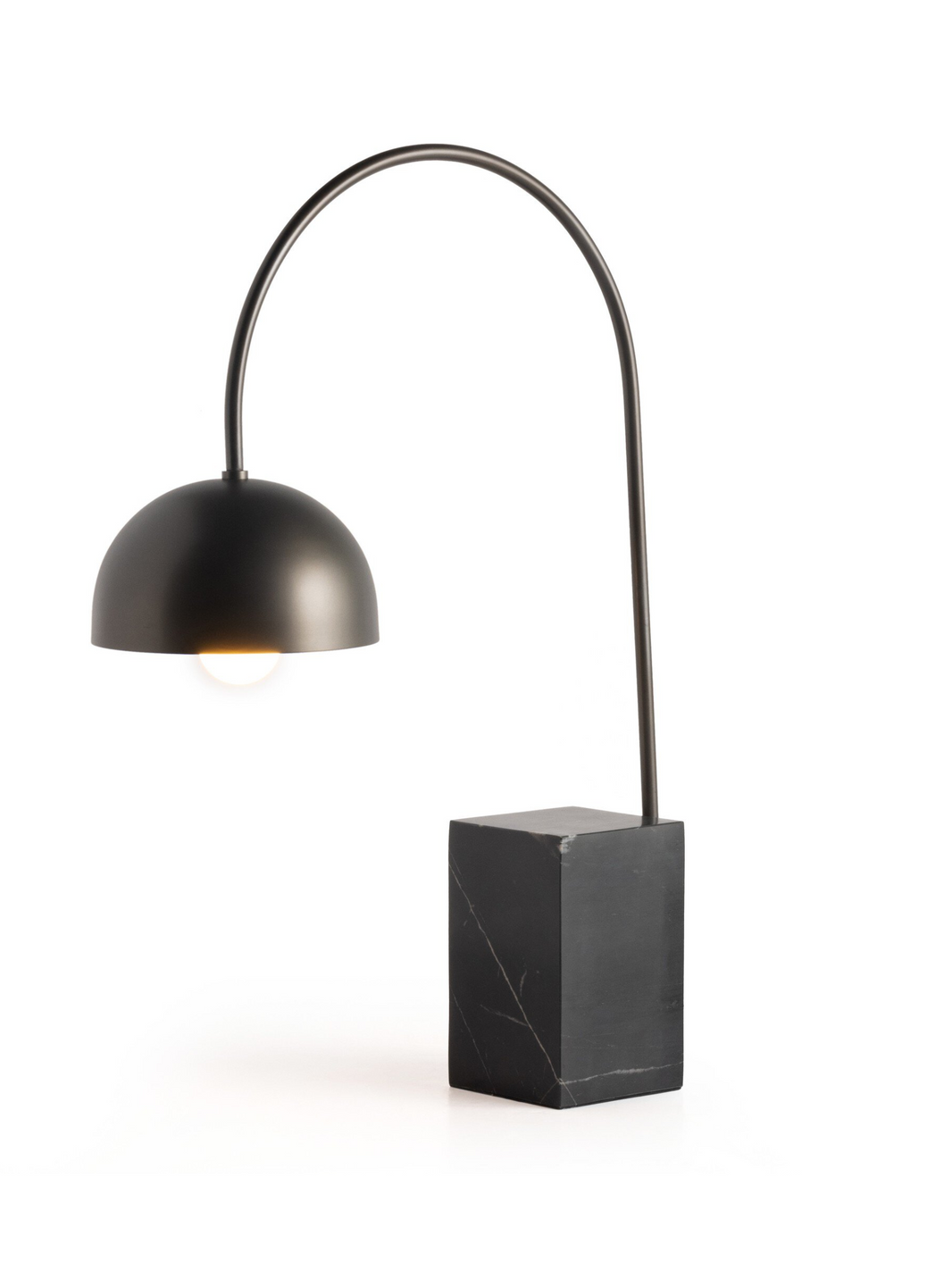 Overhanging Marble & Iron Floor Lamp