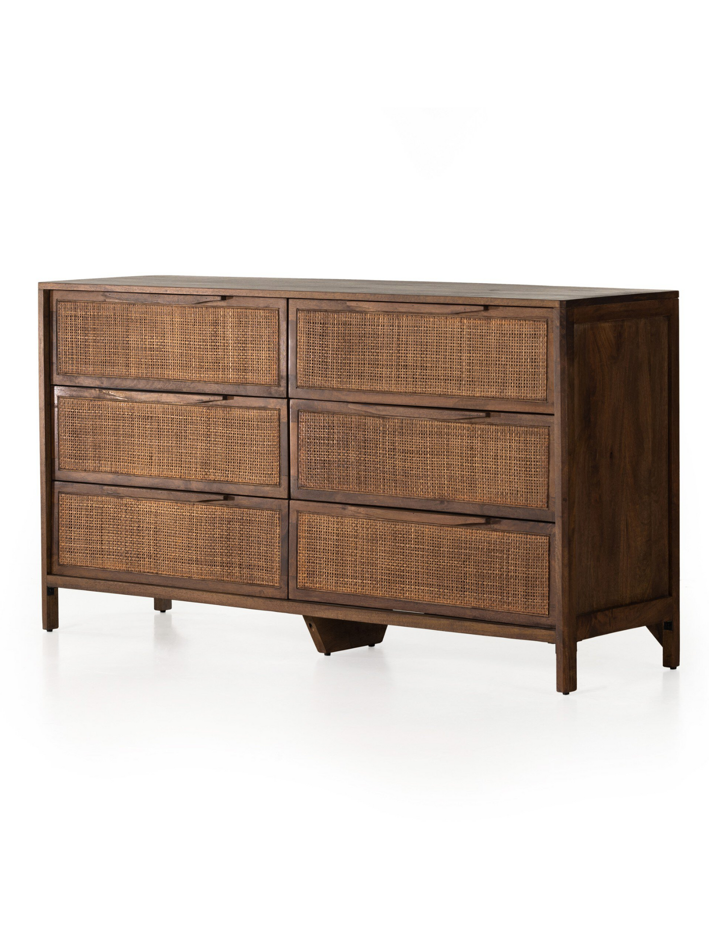 6-Drawer Brown Cane Dresser