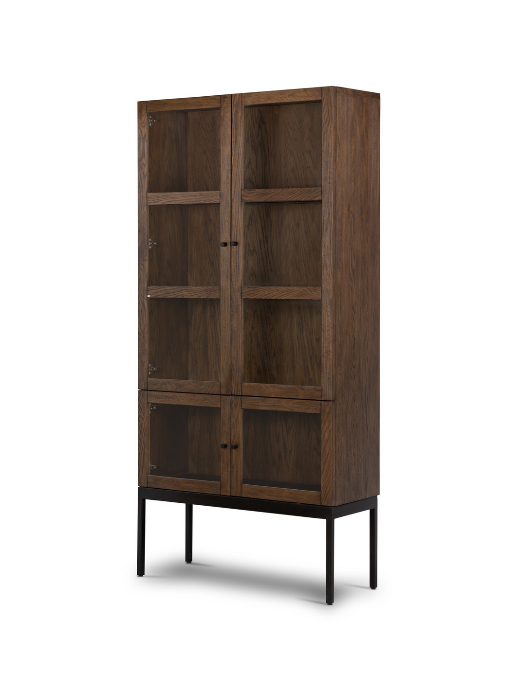 Glass Door Cabinet - Warm Oak