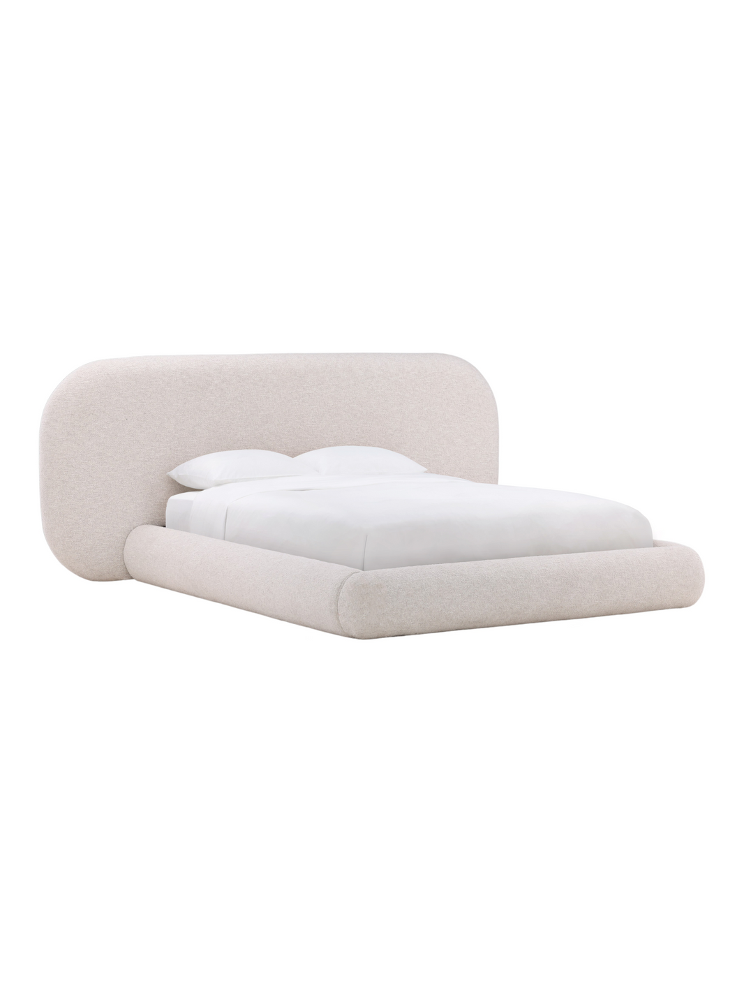Cream Boucle Queen Bed