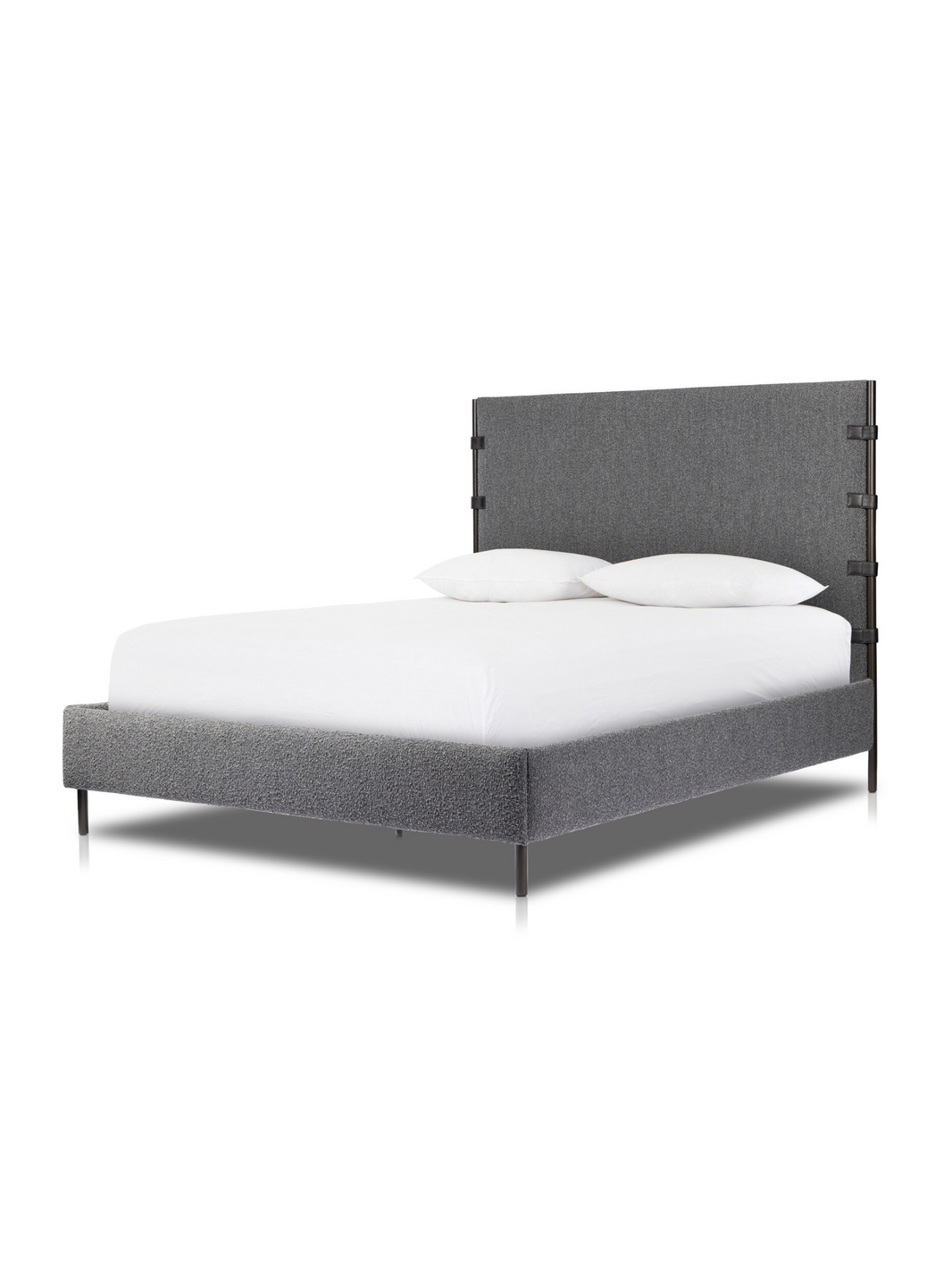 High-Backed Queen Bed - Charcoal