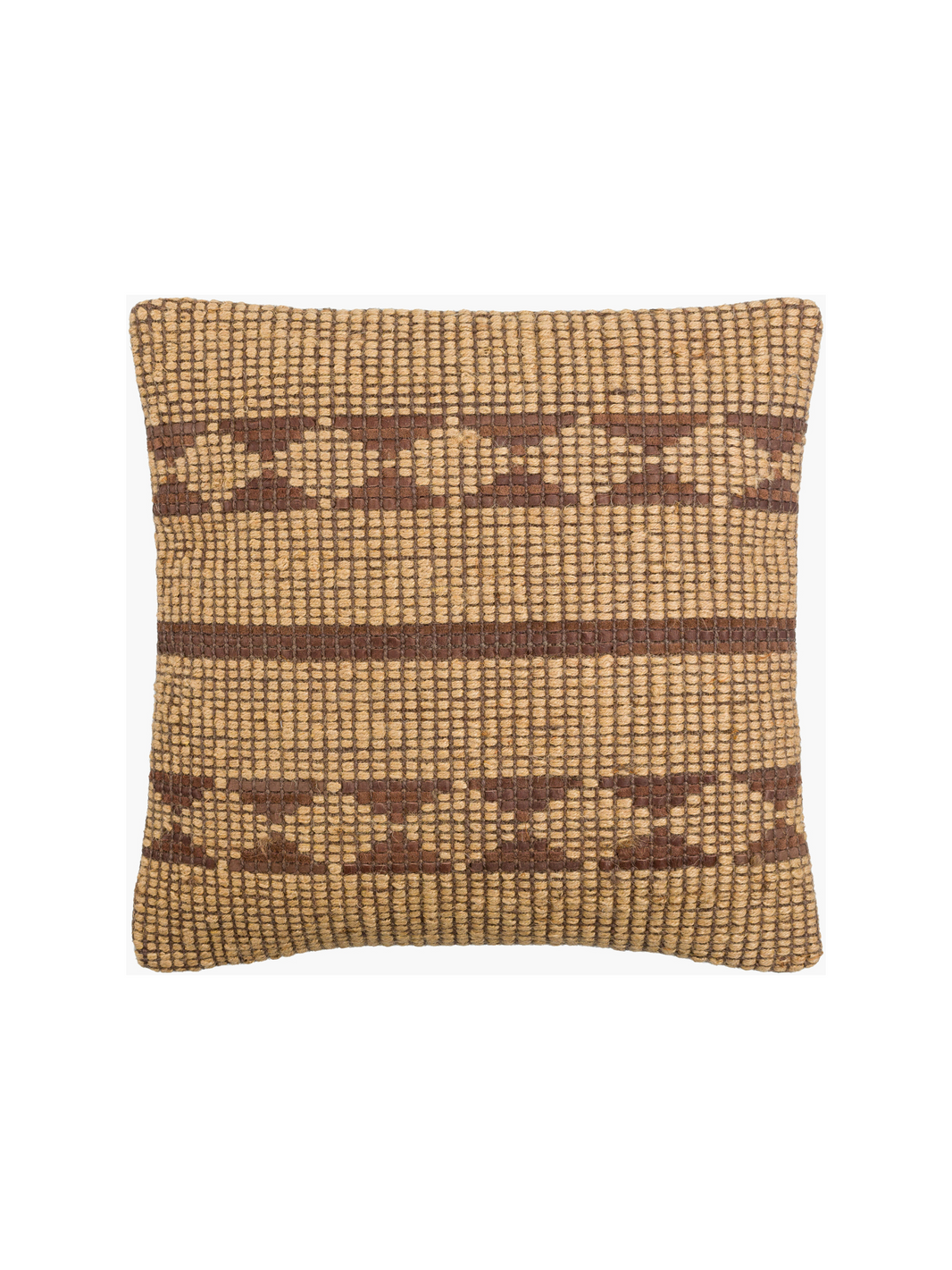Handwoven Jute & Leather Throw Pillow
