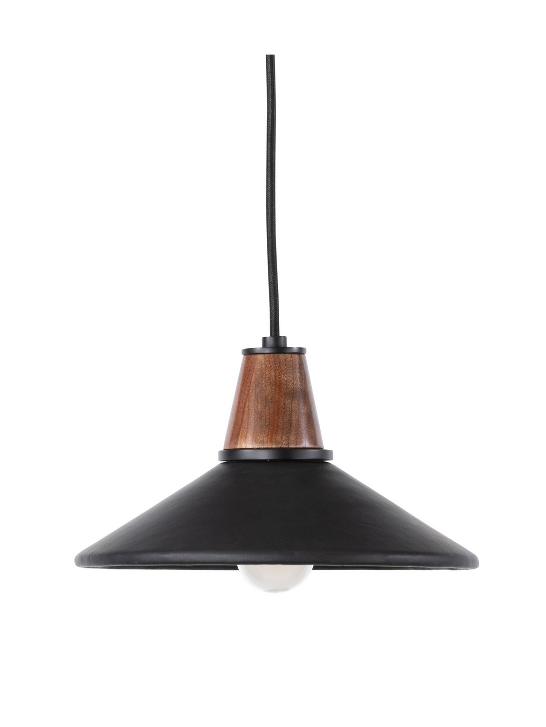 Iron & Leather Cone Pendant - Black
