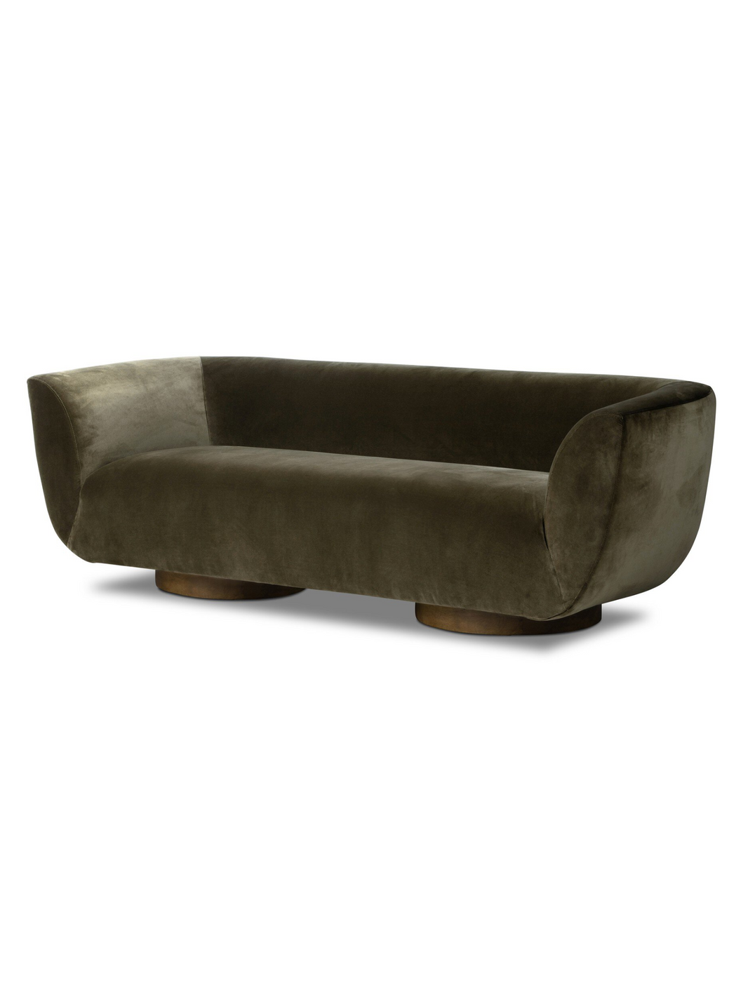 Velvet Curved Sofa - Olive Green