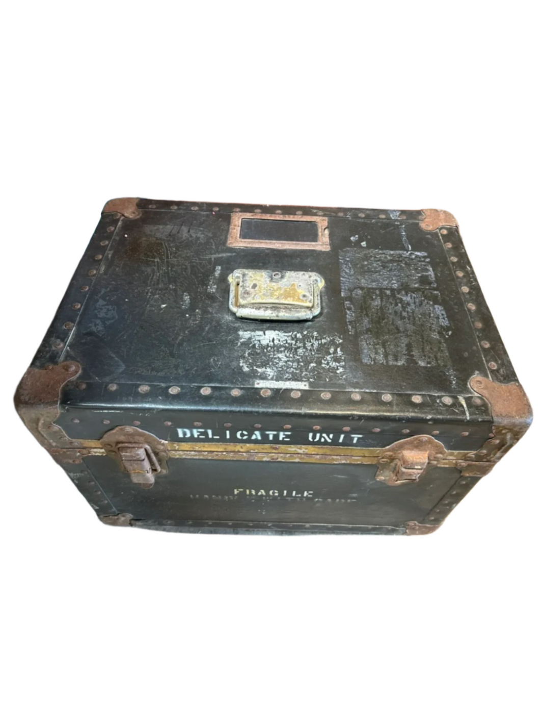 Vintage Leather Storage Trunk on Wheels
