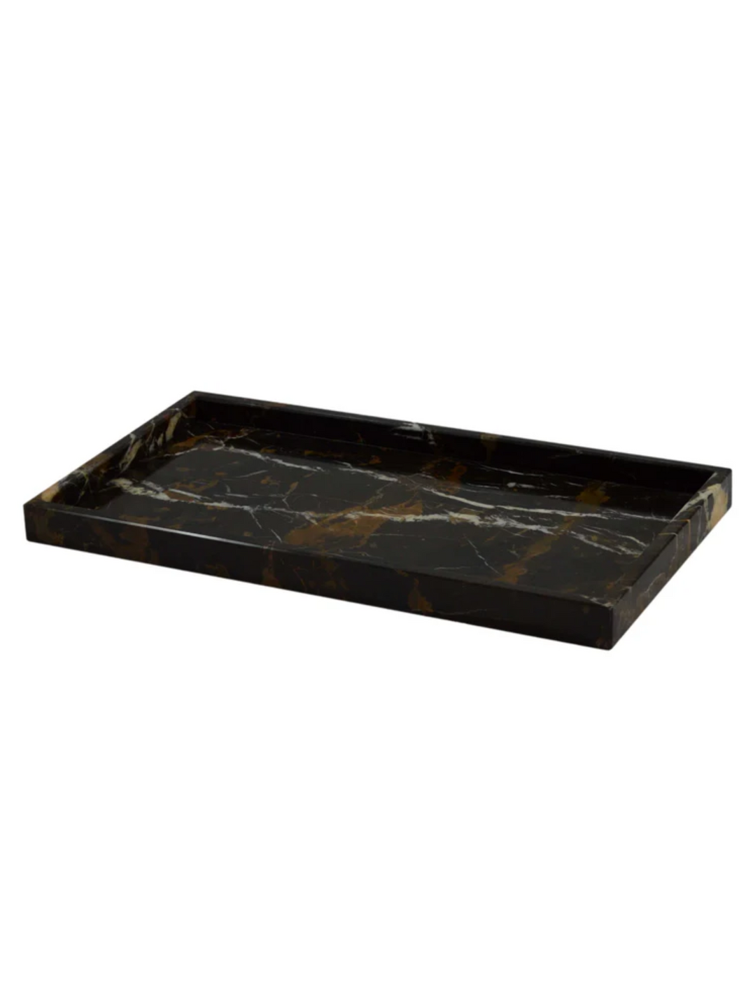 Large Stone Vanity Tray - Black/Gold