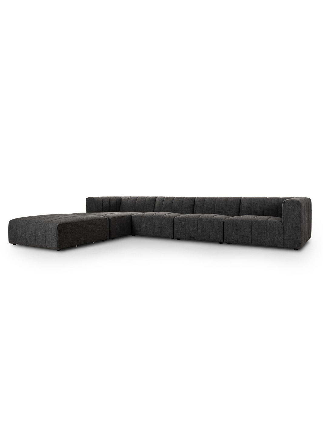 Channeled 4-Piece Sectional - Charcoal Grey