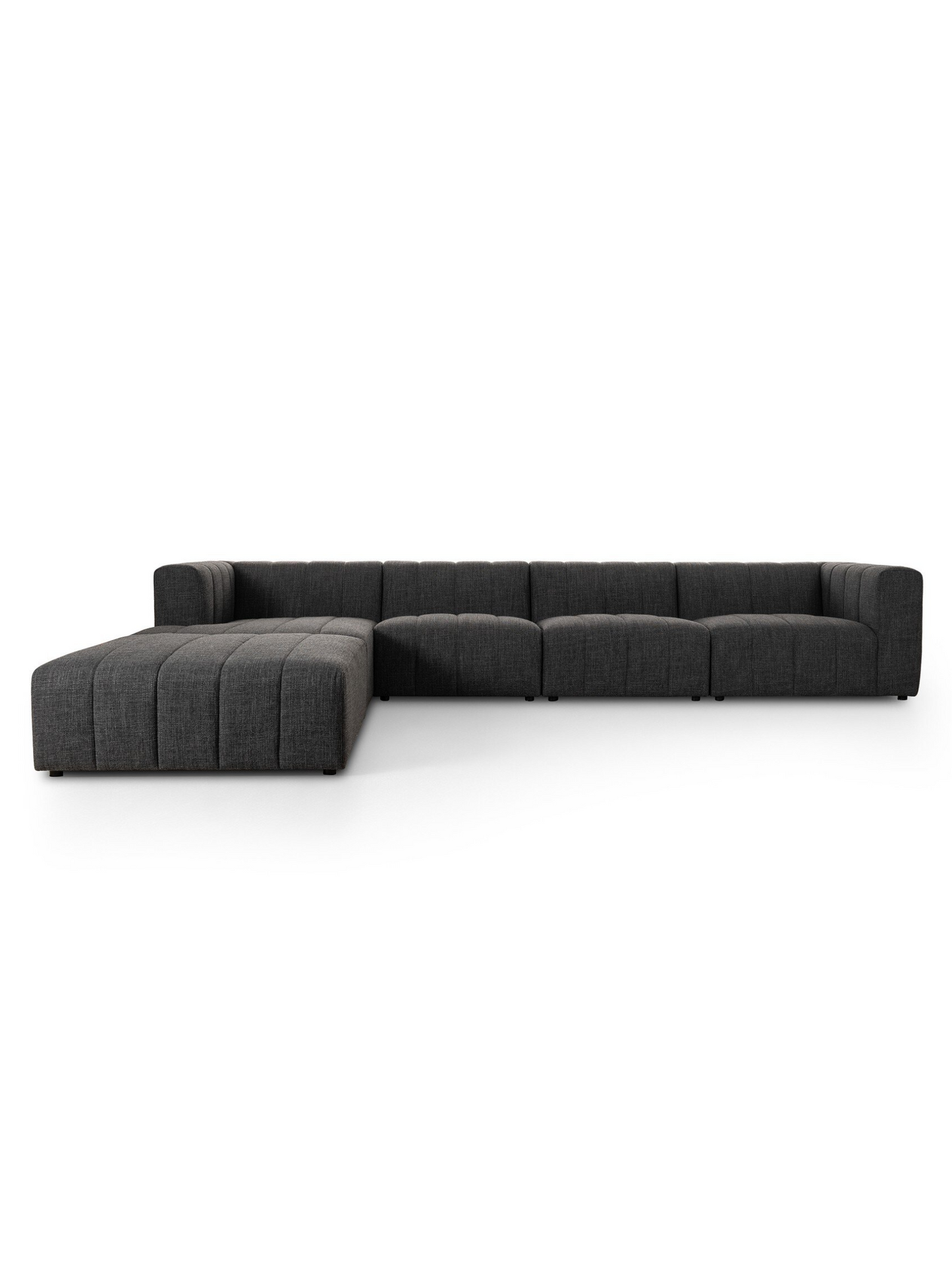 Channeled 4-Piece Sectional - Charcoal Grey