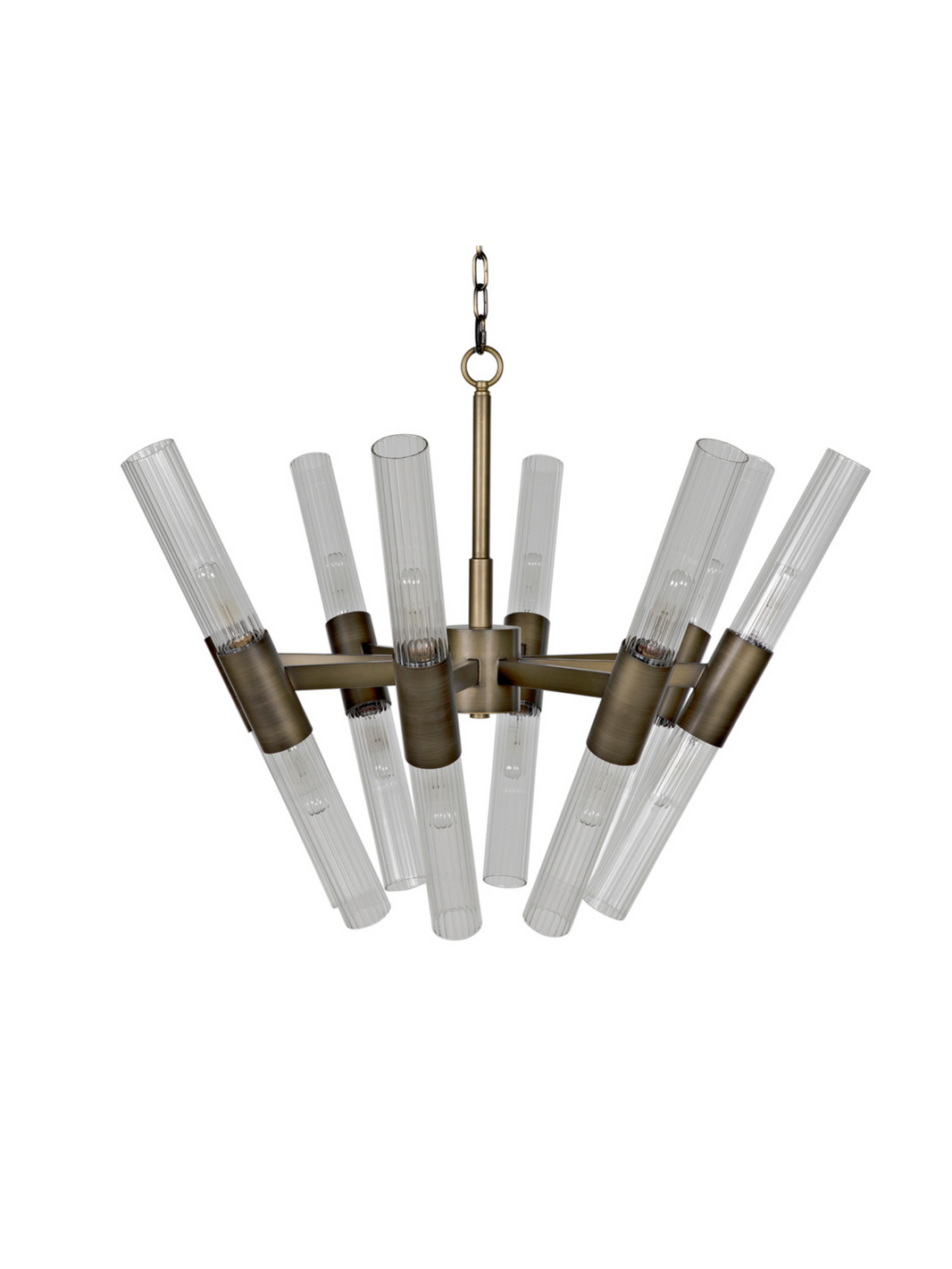 Eight Light Aged Brass Chandelier