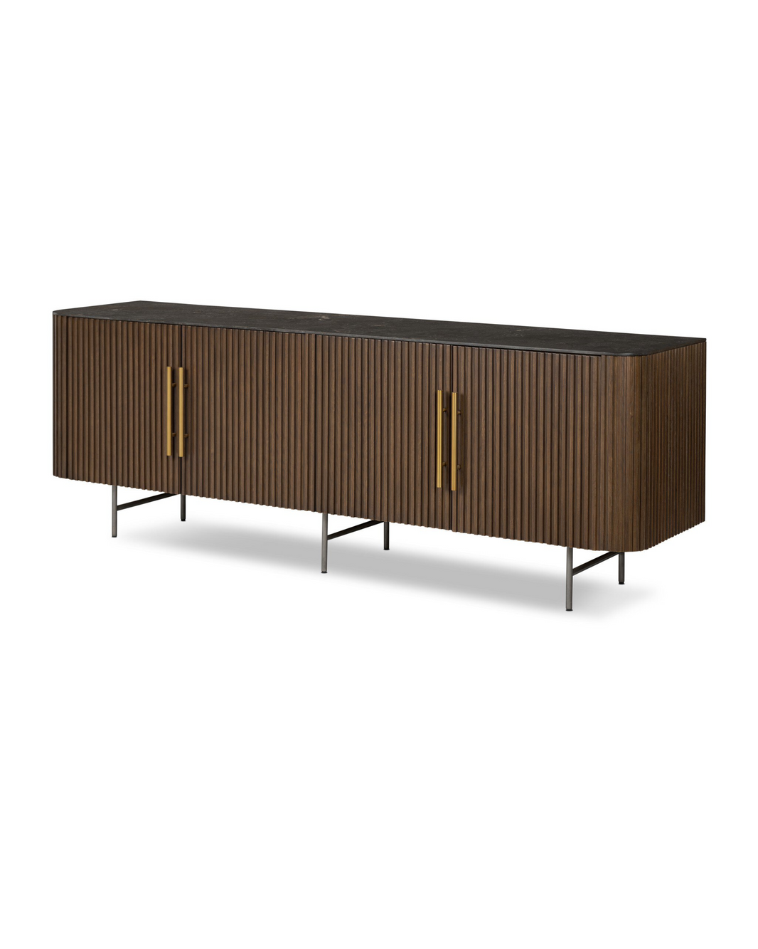 Bluestone & Reeded Oak Console Table