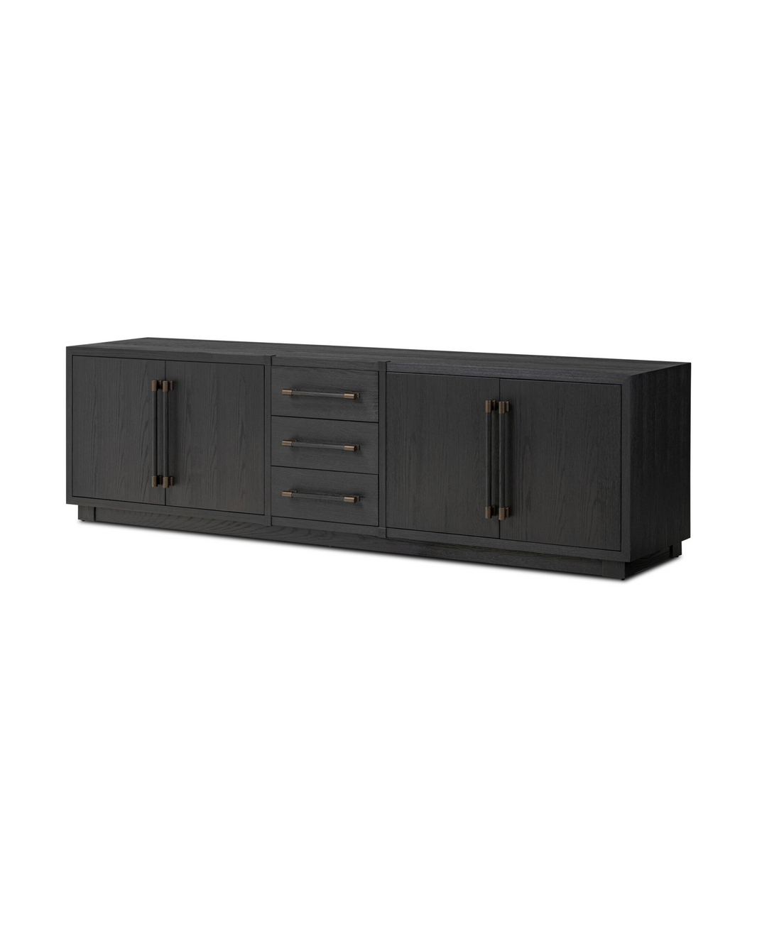 Modern Black Ash & Brass Bar Media Console