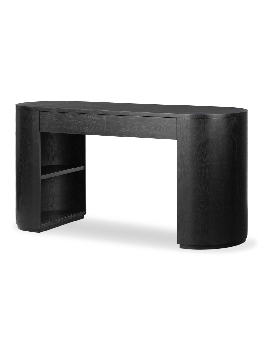 Curved Ebony Oak Desk - Black
