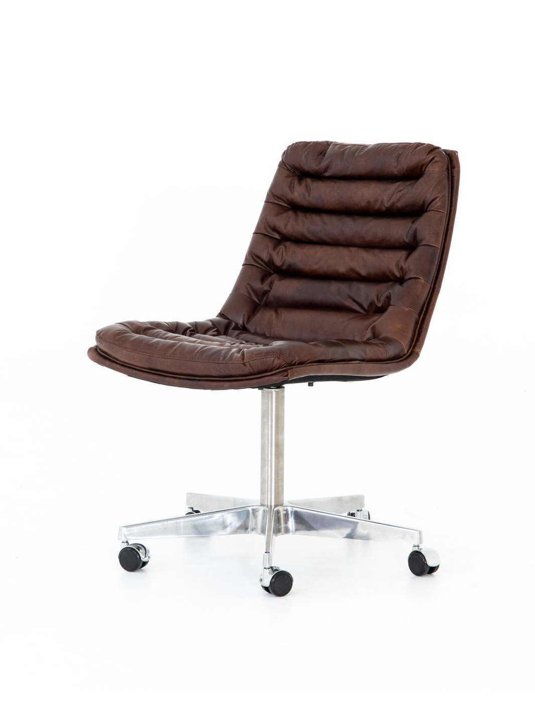 Armless Leather Desk Chair - Antique Brown