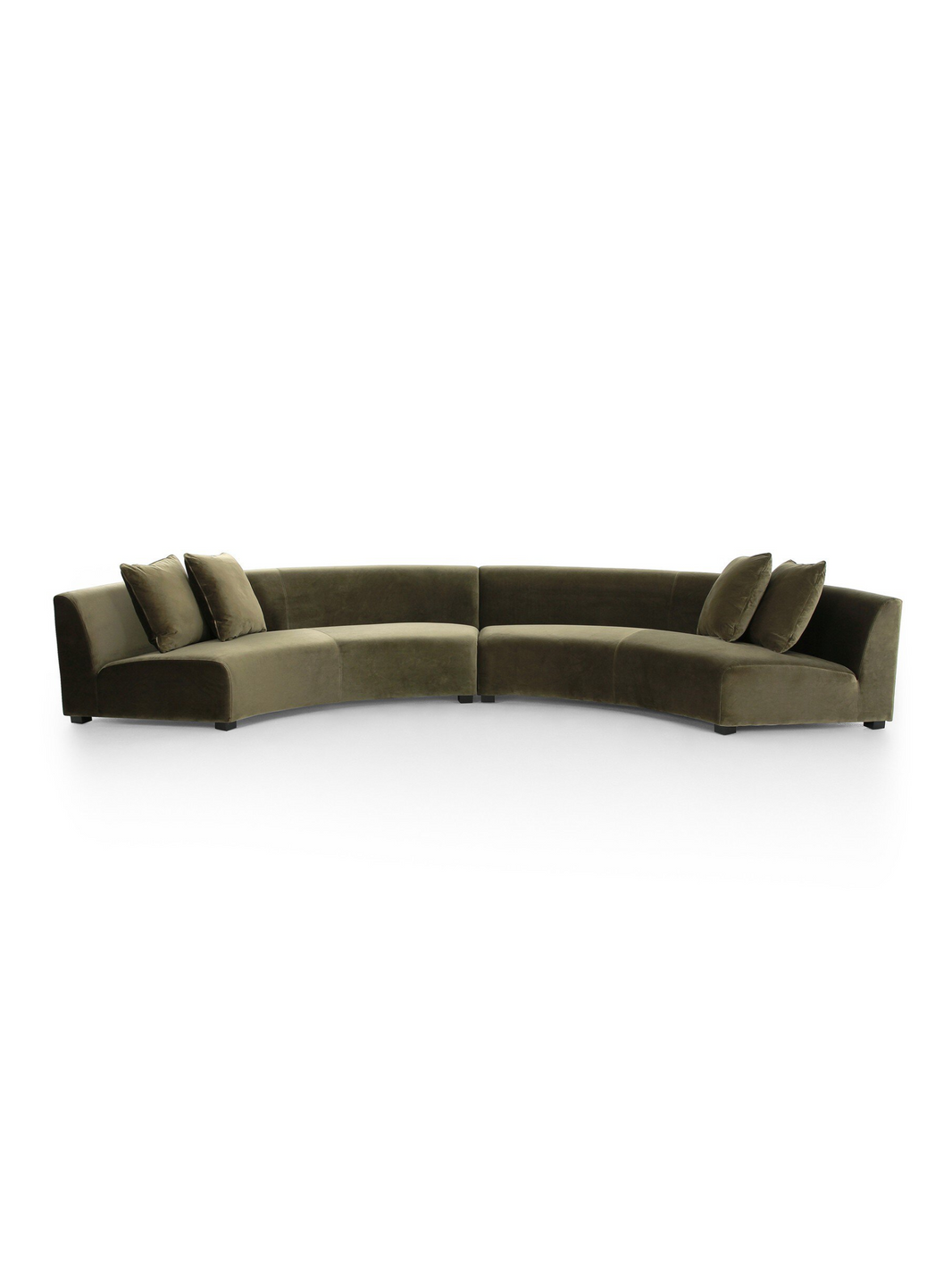 Velvet Curved Sectional - Olive Green