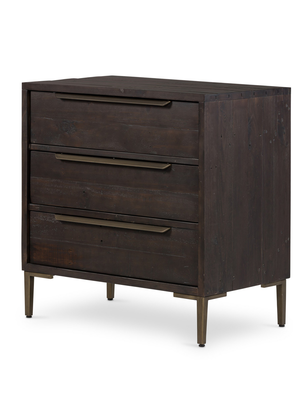 3-Drawer Pine Cabinet - Dark Brown