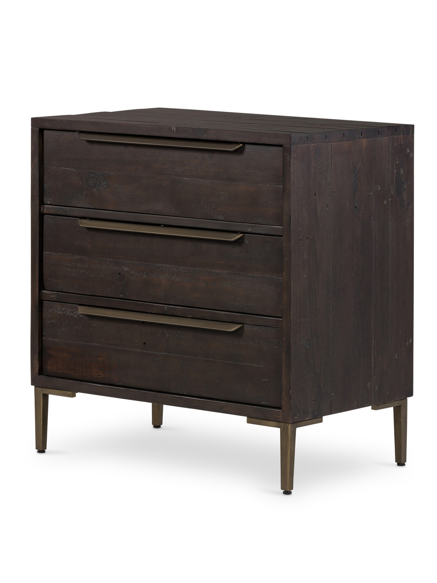 3-Drawer Pine Cabinet - Dark Brown