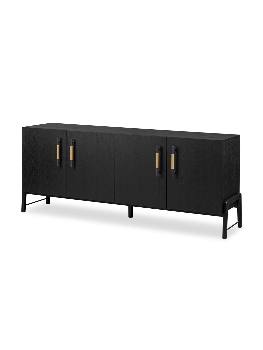 Modern Ebony & Leather Handle Sideboard