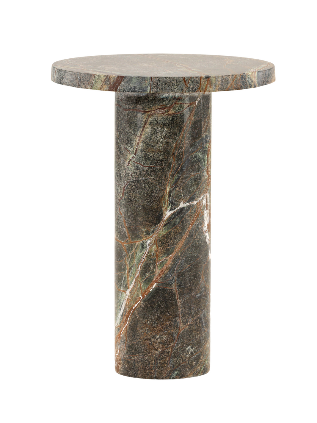 Green Marble Pillar Side Table