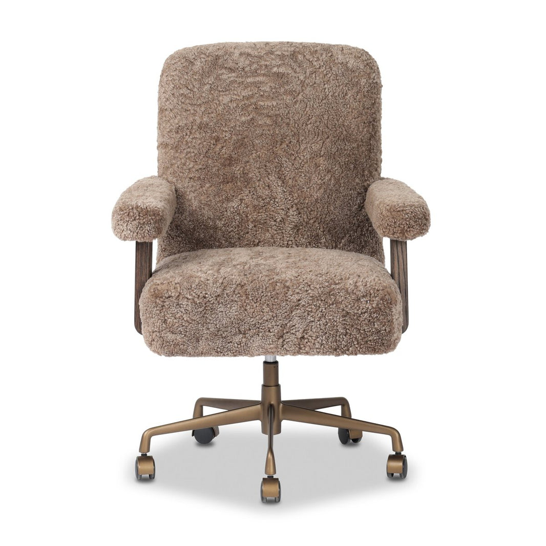 Taupe Shearling Desk Chair