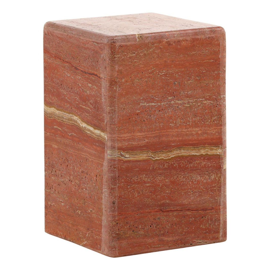 Red Travertine Side Table
