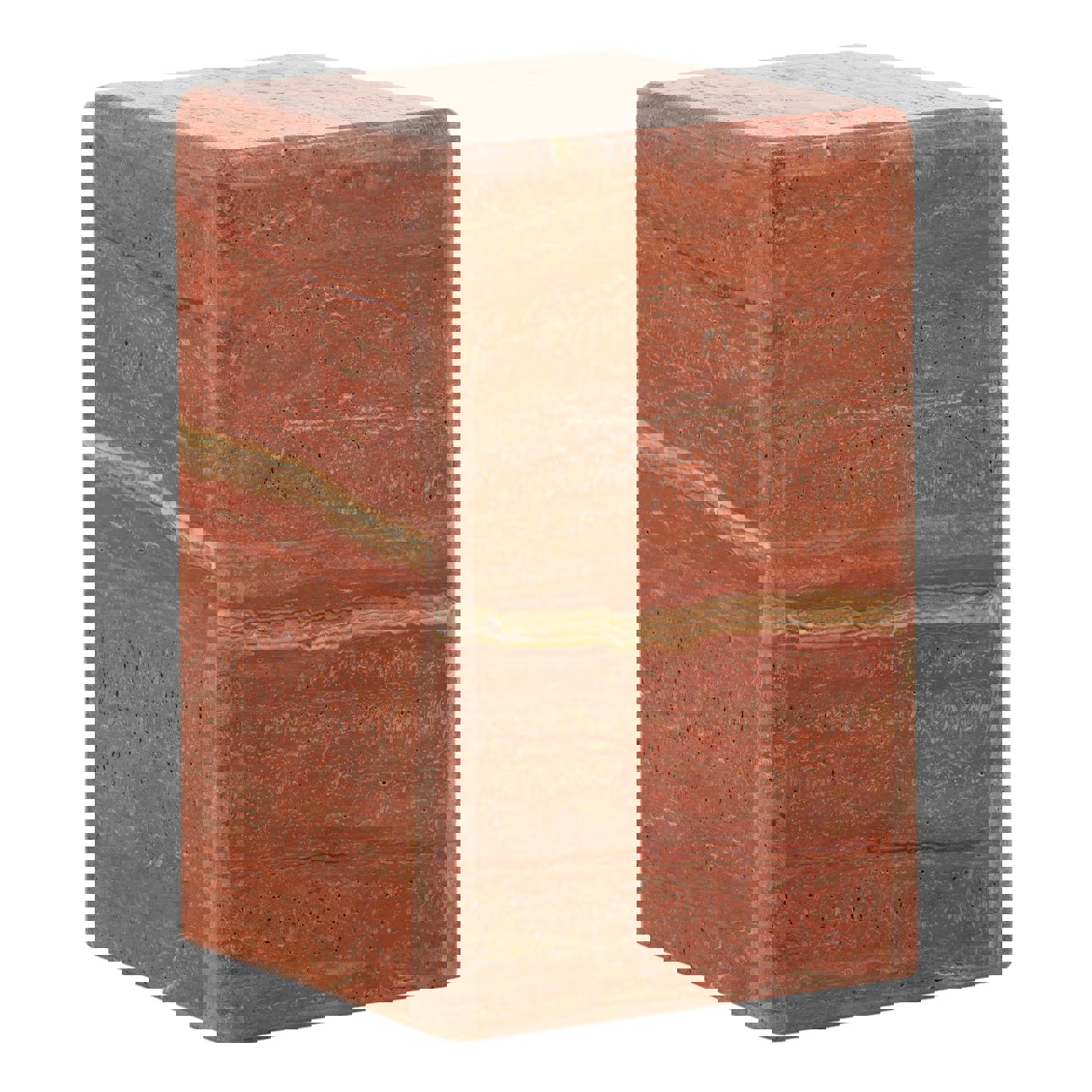 Red Travertine Side Table