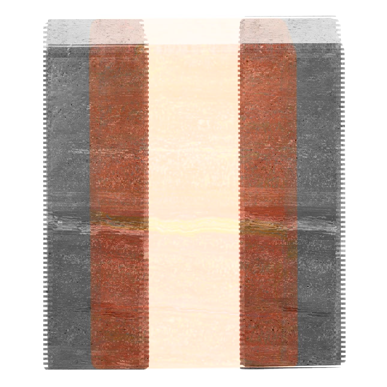 Red Travertine Side Table