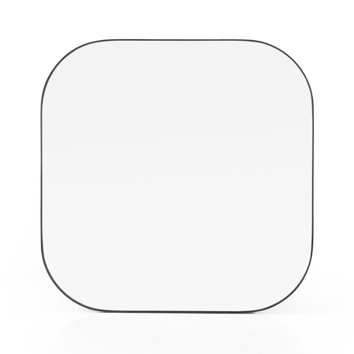 The Bellvue Square Mirror features a square shape with rounded corners and a slim black frame, displayed against a plain white background.