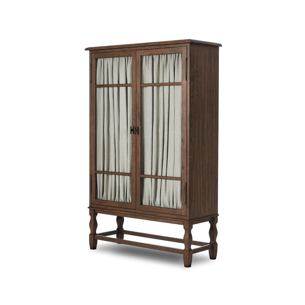 Oak Curtained Cabinet