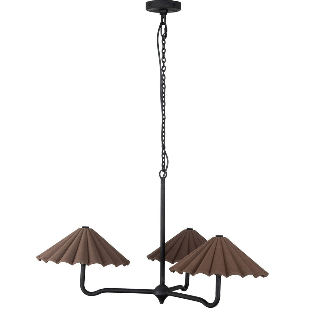 Iron Chandelier with Scalloped Shades