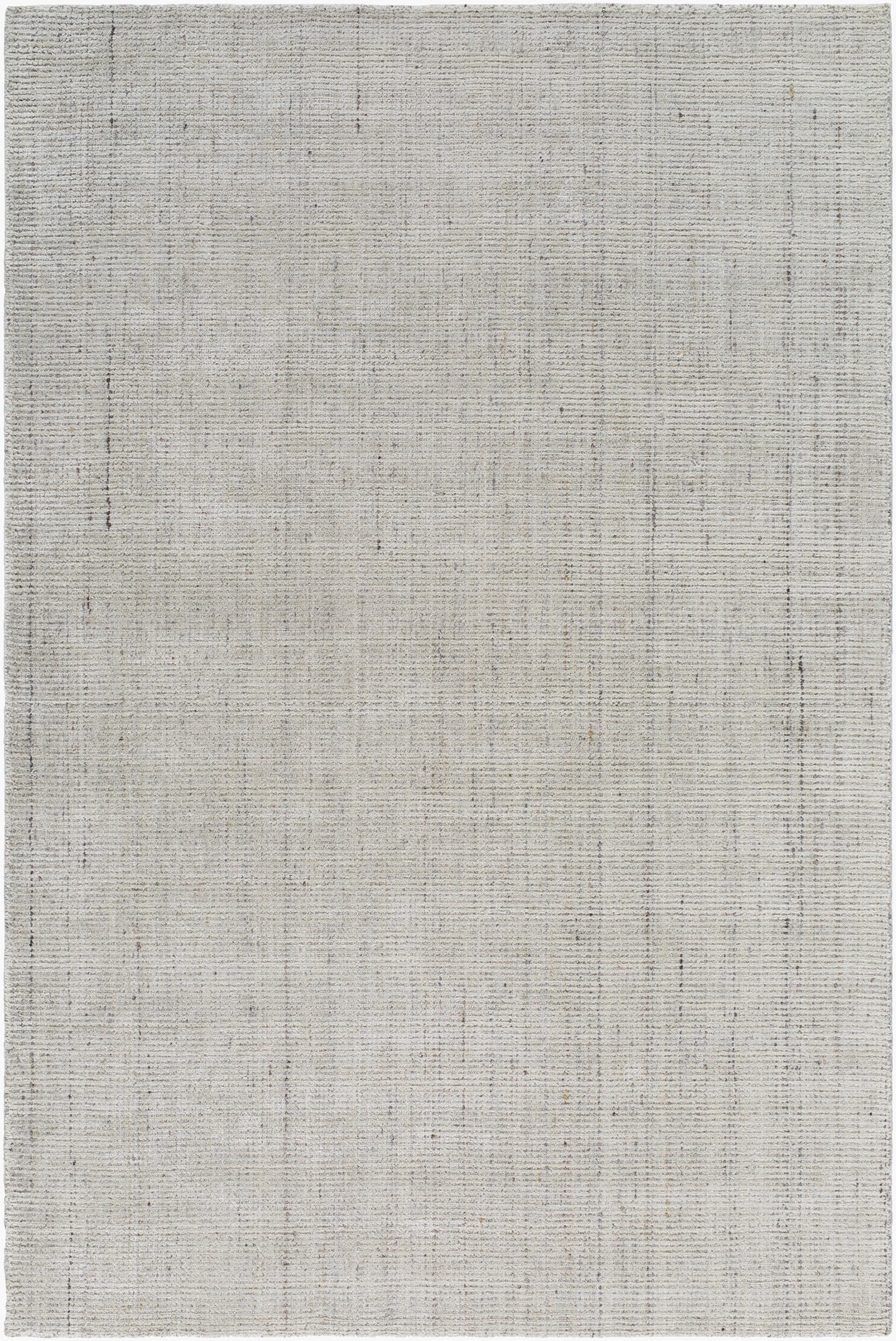 The Viscose and Wool Rug - 8'x10' features a rectangular shape in light grey with a subtle woven texture and faint lines for a minimalist, modern look. Available in multiple sizes to suit any room.