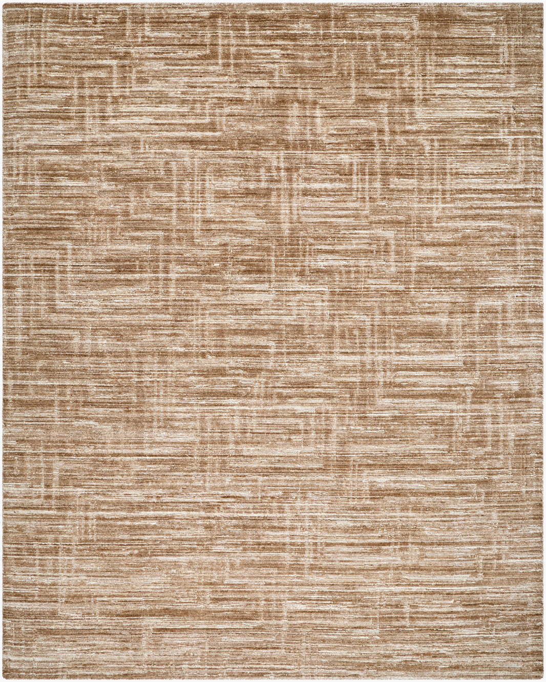 The Handmade Geo Pattern Rug - 8'x10' features a beige and light brown geometric design with overlapping lines and a textured, abstract look. Perfect for adding style to any room.