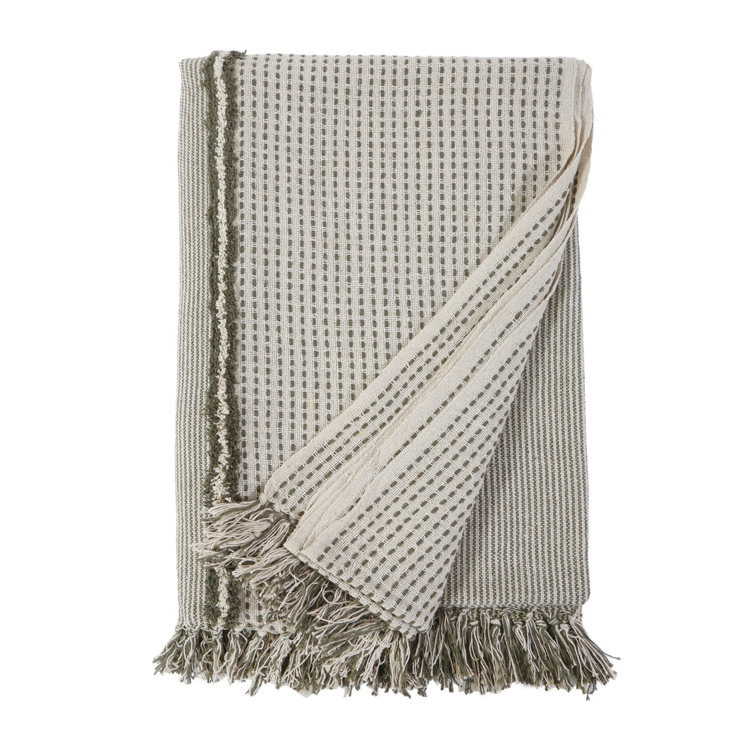 Oversized Throw - Ivory/ Moss
