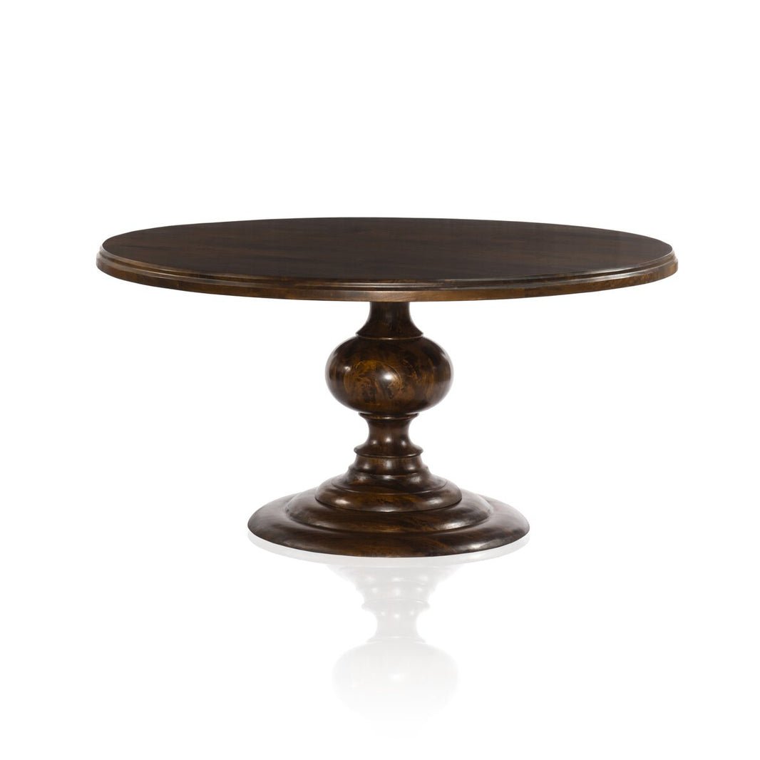 Round Dark Oak Dining Table
