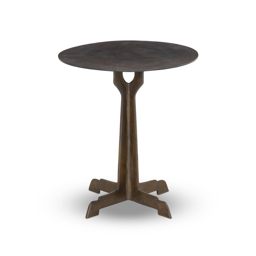 Antiqued Brass Outdoor End Table