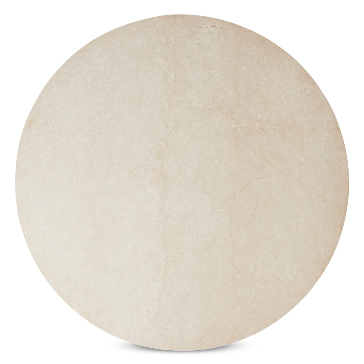 A round, flat, beige-colored Outdoor Marble Dining Table with a smooth surface and subtle natural patterns, shown on a white background.
