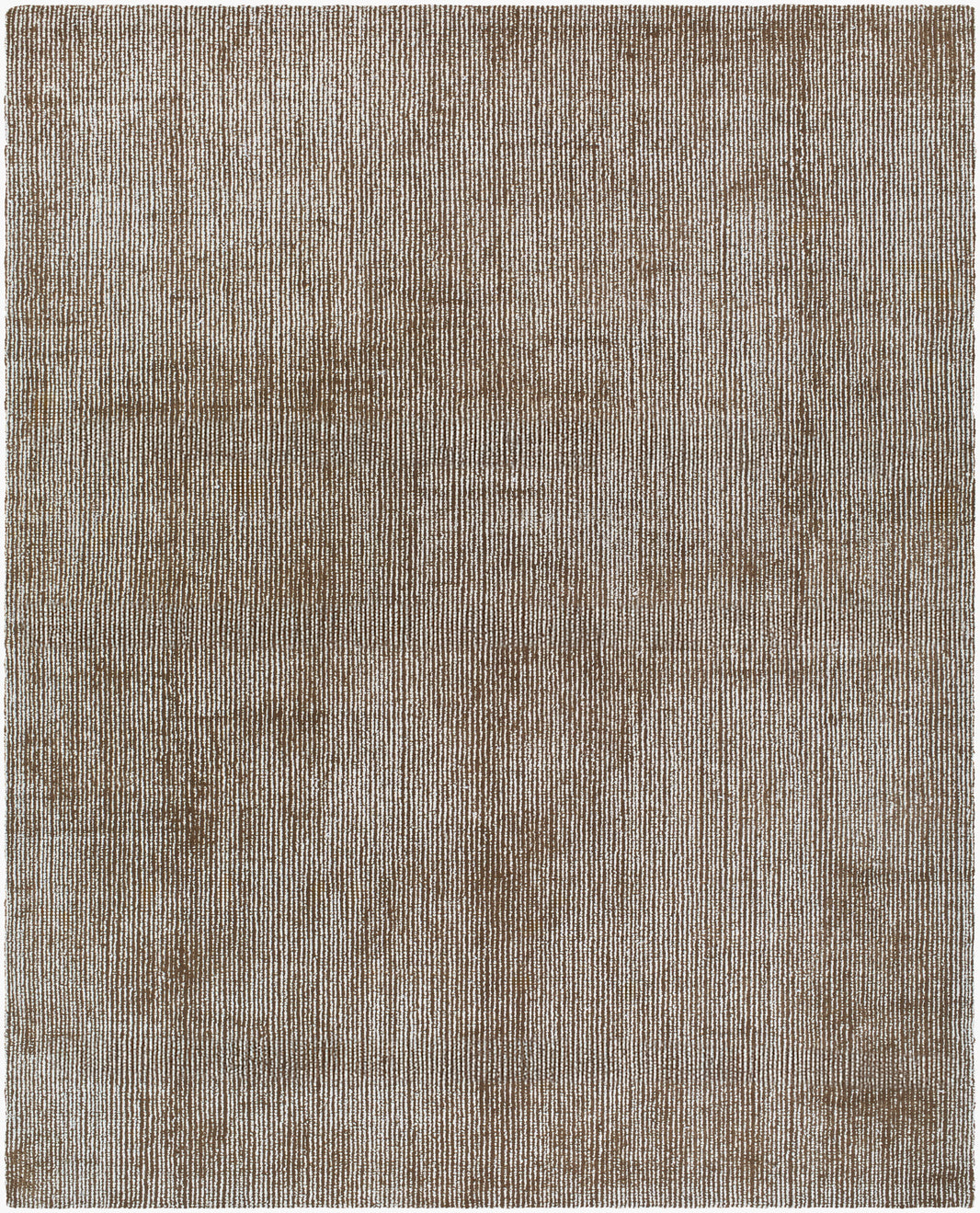 The Hand Tufted Corded Rug 8'x10' features a subtle striped pattern in beige and brown, with thin vertical lines for a textured, woven look. Available in multiple sizes to complement any room.