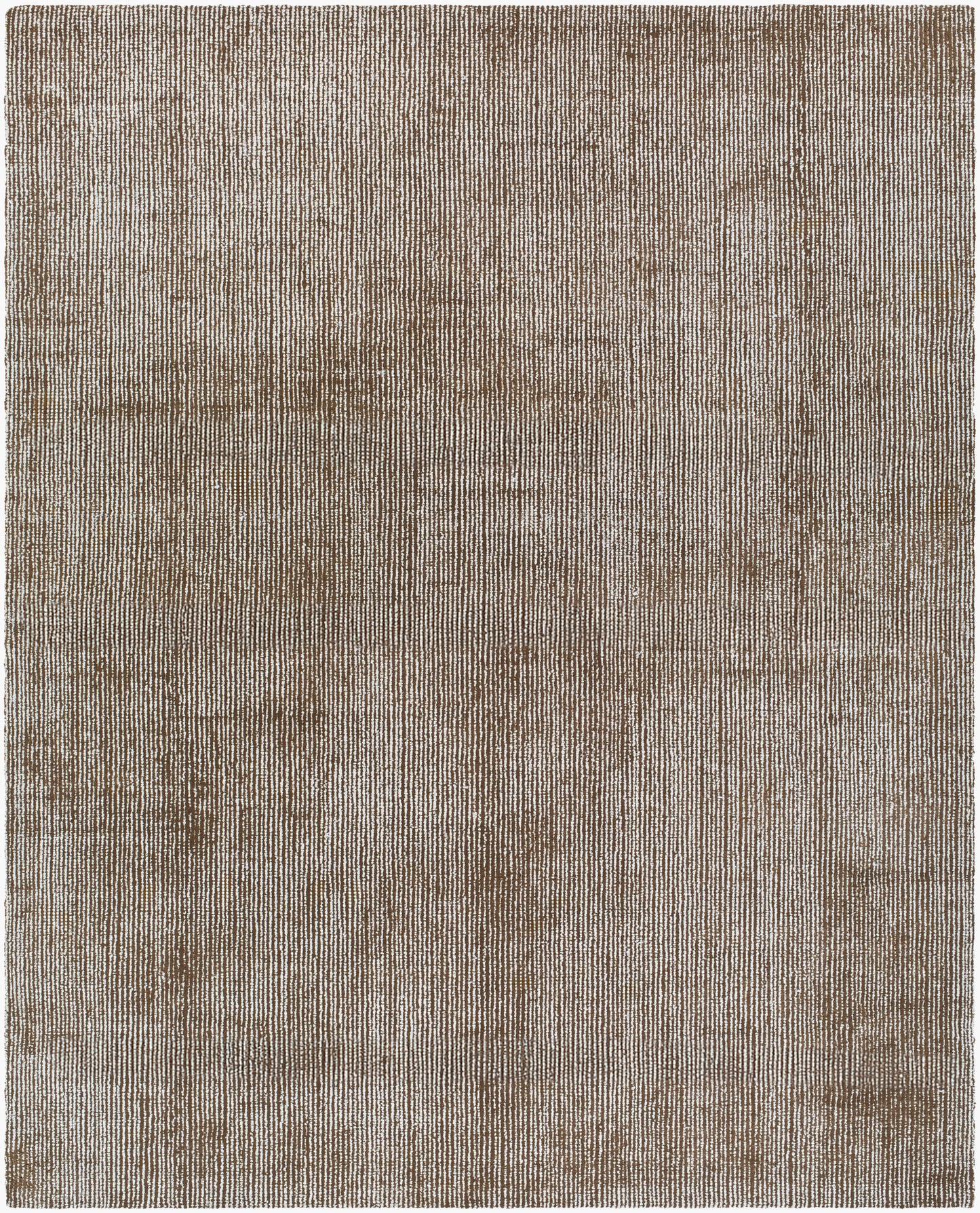 The Hand Tufted Corded Rug 8'x10' features a subtle striped pattern in beige and brown, with thin vertical lines for a textured, woven look. Available in multiple sizes to complement any room.